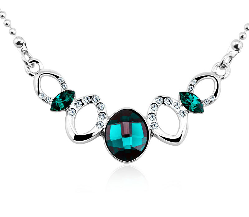 AG Austrian Rhinestone Choker oblong pandent necklace jewelry Gift Fashion Party Jewelry AGN10989