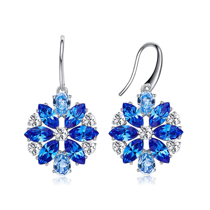 Earrings AGE21333 fancy big large flower earrings with colorful crystal for middle age women