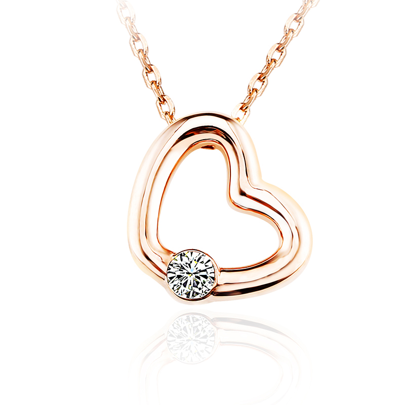 Necklace AGN10342 Austrian crystal Heart shape Rhodium 18k Gold necklace Gift Jewelry for Girls