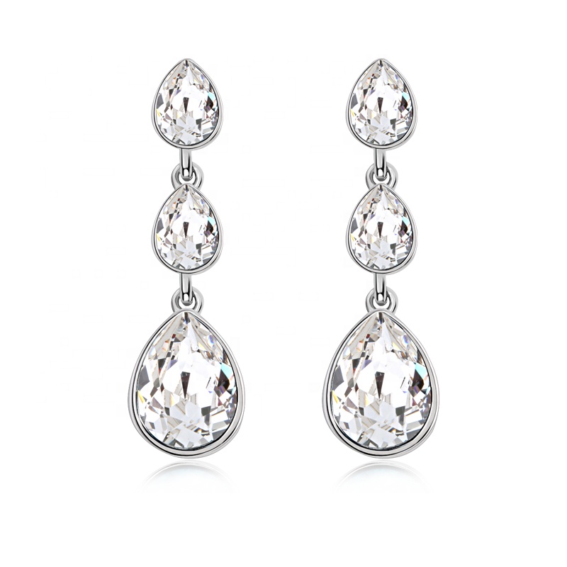 Earrings AGE26039 Alloy Crystal Jewelry Long Earrings Elegant Teardrop Bridal Earrings