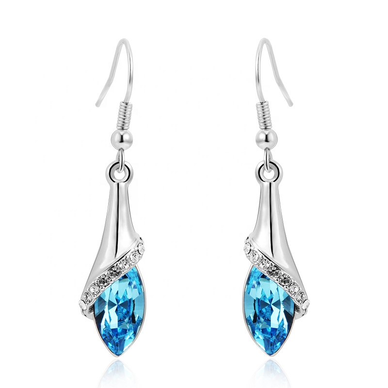 Earrings AGE20609 High end sky blue crystal long drop earrings for women