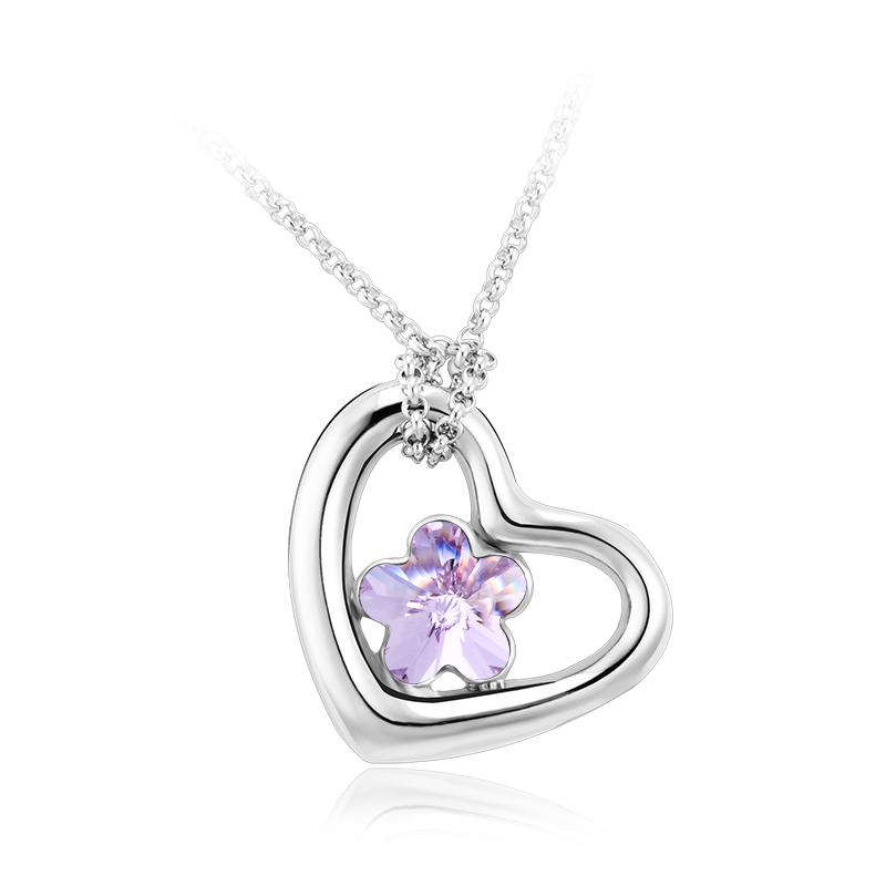 Necklace AGN10625 Austrian crystal Flower Heart shape Rhodium18k Gold necklace Simple Gift Jewelry for Girls