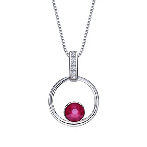 Necklace AGN11540 women copper necklace jewelry with fushia crystal pendant