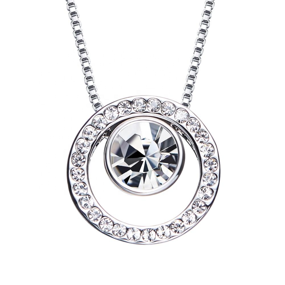 Necklace AGN11847 Custom china hoop pendants for necklace women crystal chains necklace