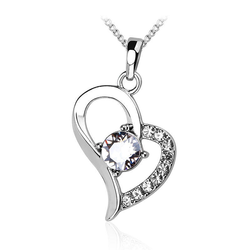 Necklace AGN16043 Austrian crystal Love Heart shape White Gold necklace Simple Gift Jewelry for woman