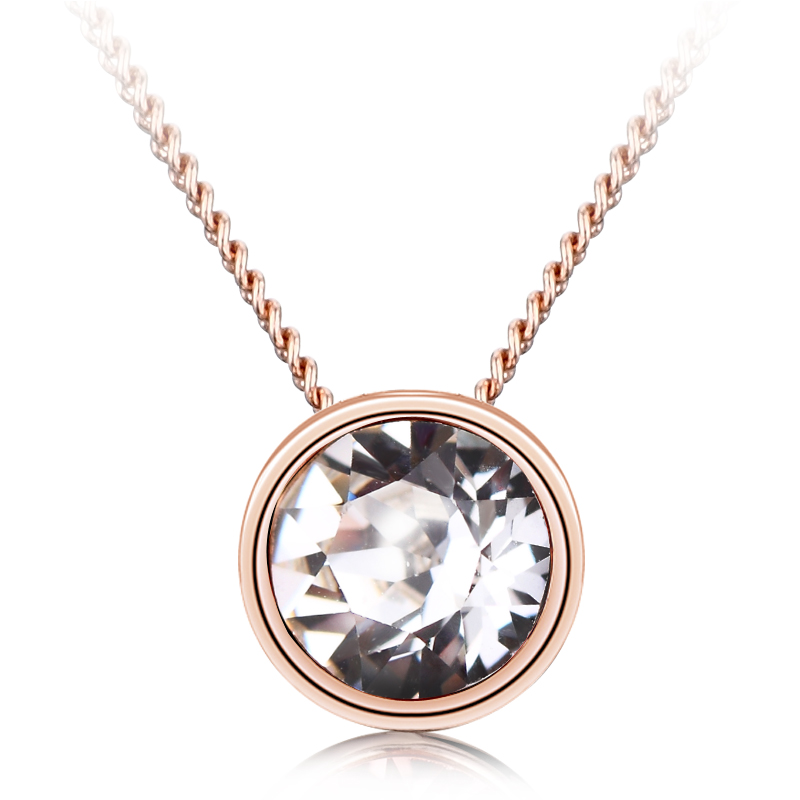 Necklace AGN10543 Austrian crystal circle shape Rhodium18k Gold necklace Gift Jewelry for woman girls