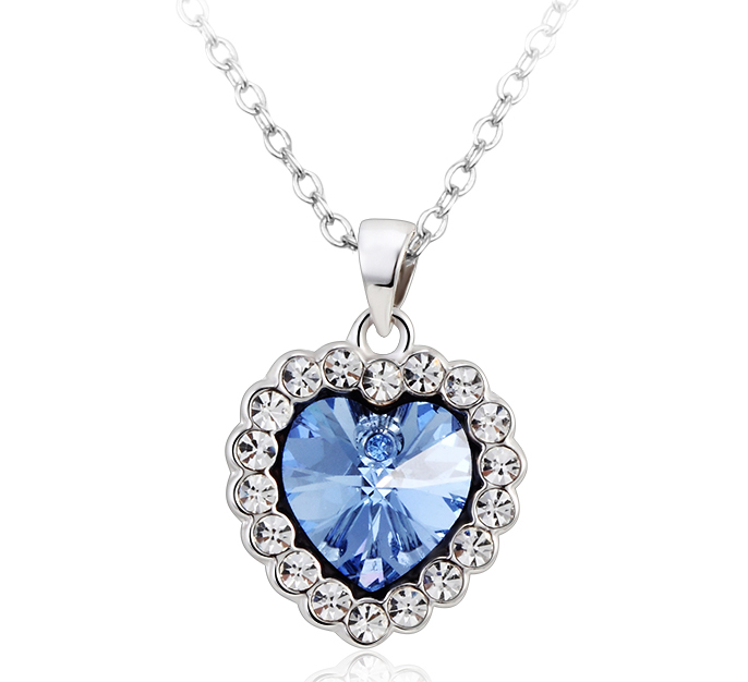 Necklace AGN10617 Austrian Rhinestone classical Heart shape Rhodium 18k Gold necklace Love Gift Jewelry for woman