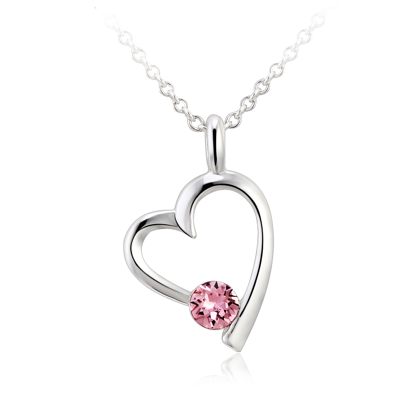 Necklace AGN10608 Austrian crystal Heart shape Rhodium18k Gold necklace Simple Gift Jewelry for Girls