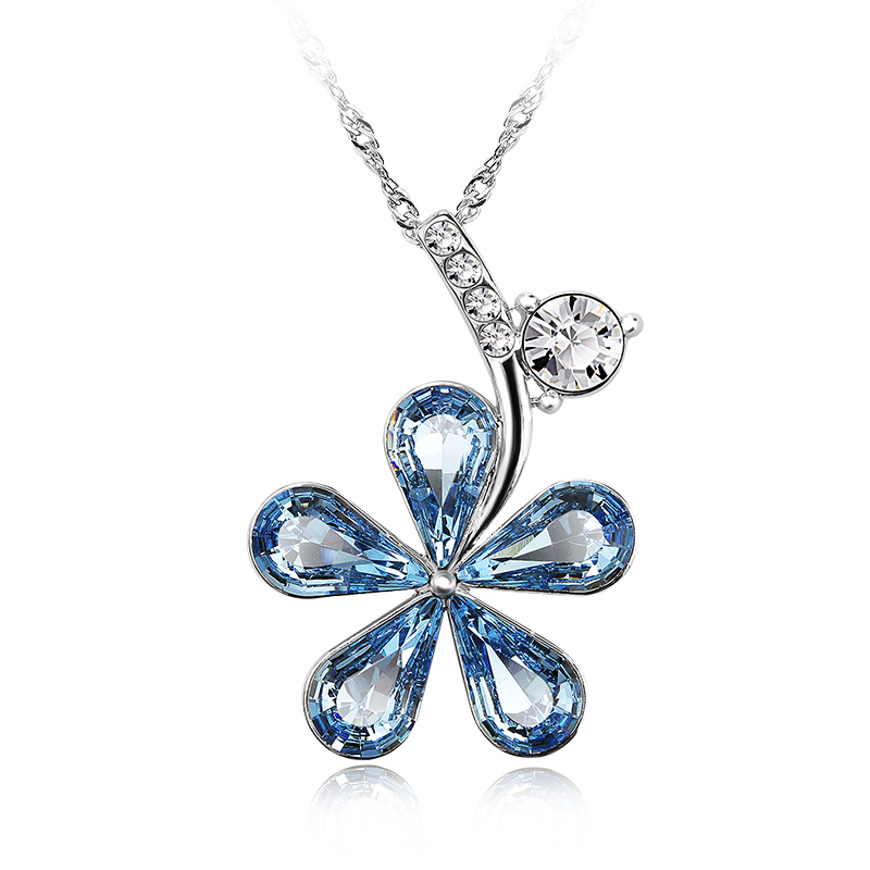 Necklace AGN16034 Austrian Rhinestone Flower necklace jewelry White Gold Daily cryatal Jewelry for woman