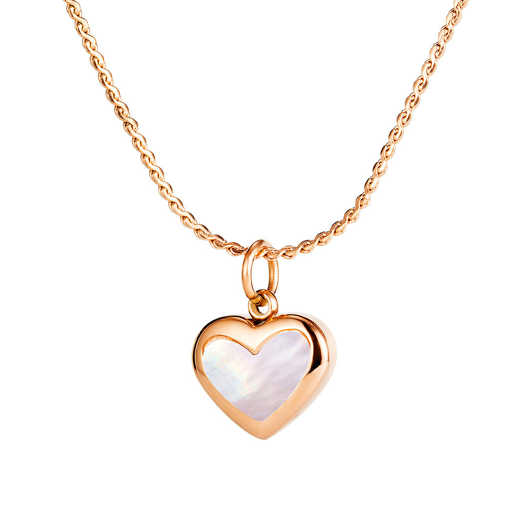 Necklace AG-SS-10150 Stainless steel Natural conch shell Love Heart White Gold Rose Gold necklace Best Gifts for woman