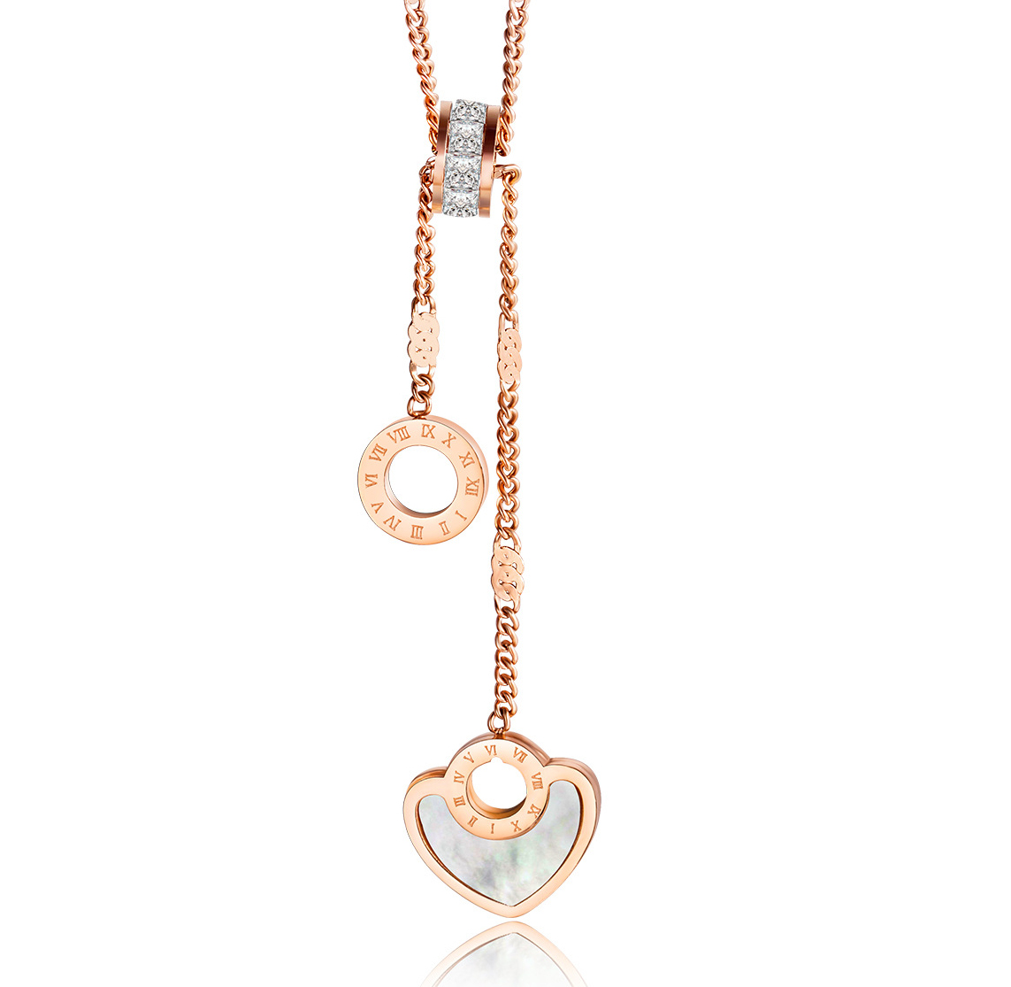 Necklace AG-SS-10153 Stainless steel Natural conch shell Love Heart Rose Gold necklace Fast Delivery for woman girls