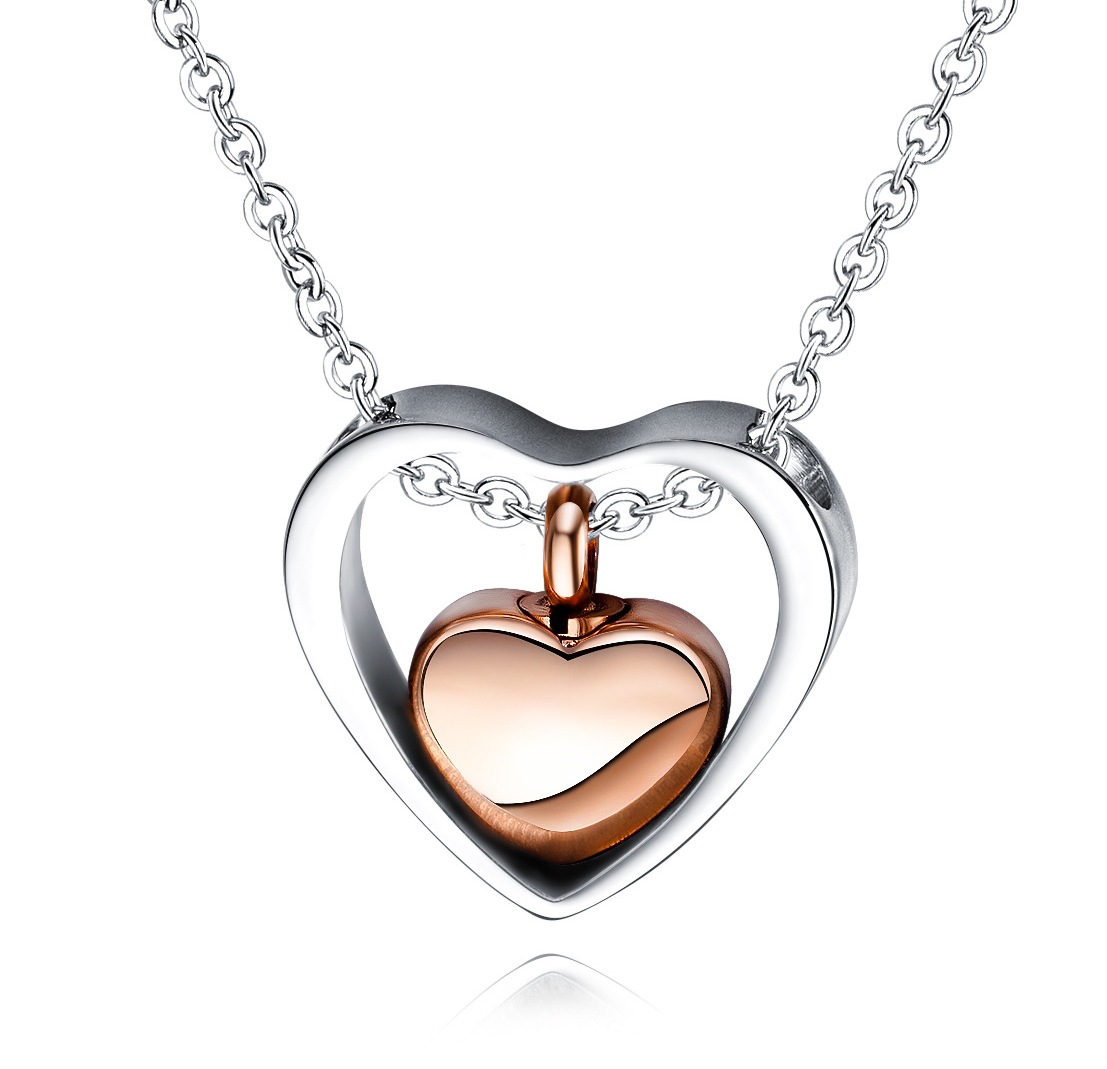 Necklace AG-SS-10156 Stainless steel In Love Heart White Gold Rose Gold necklace new designs for woman & girl