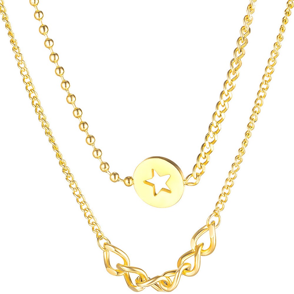 Necklace AG-SS-10165 High quality Minimalist Stainless steel Layered Star Link Rose Gold necklace factory price for woman girls