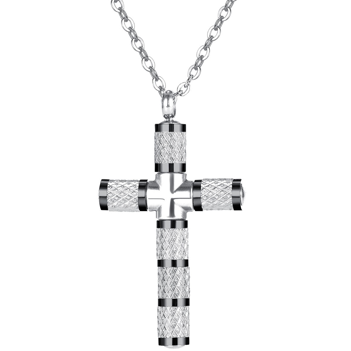 Necklace AG-SS-10169 Factory Price Stainless steel New European & American Fashion Jesus Cross Pendant White Gold necklace Wholesale Factory Price