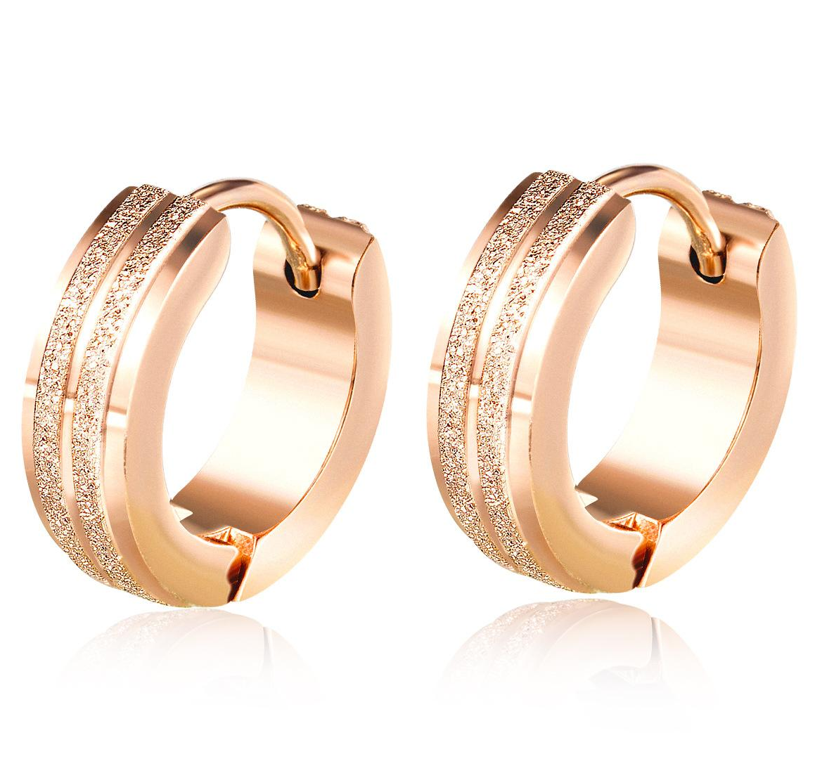 Earrings AG-SS-20159 Prompt Shipment Minimalist Rose Gold Plated Stainless Steel Loop Hoop Earrings Women Jewelry Factory