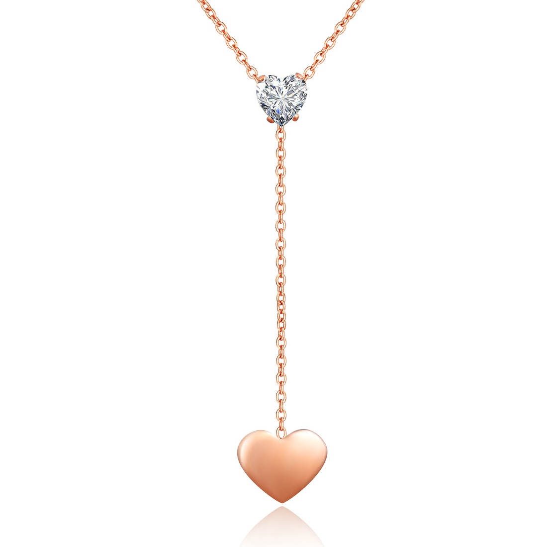 Necklace AG-SS-N10187 CZ Love Heart Gold plated Stainless steel necklace Trendy Gift Jewelry for Woman & Girls