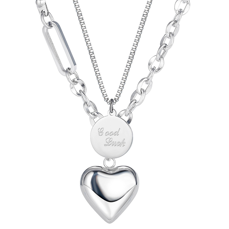 Necklace AG-SS-N10209 Good Luck Heart pendant Layered Stainless steel necklace new jewelry design for women