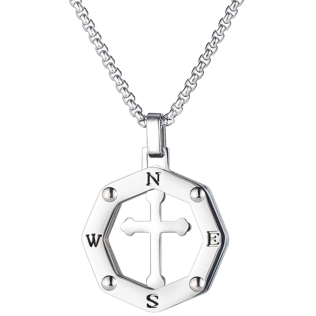 Necklace AG-SS-N10173 Stainless steel Minimalist Cross Pendant Fashion Silver plating necklace European & American Chain Manufacturer