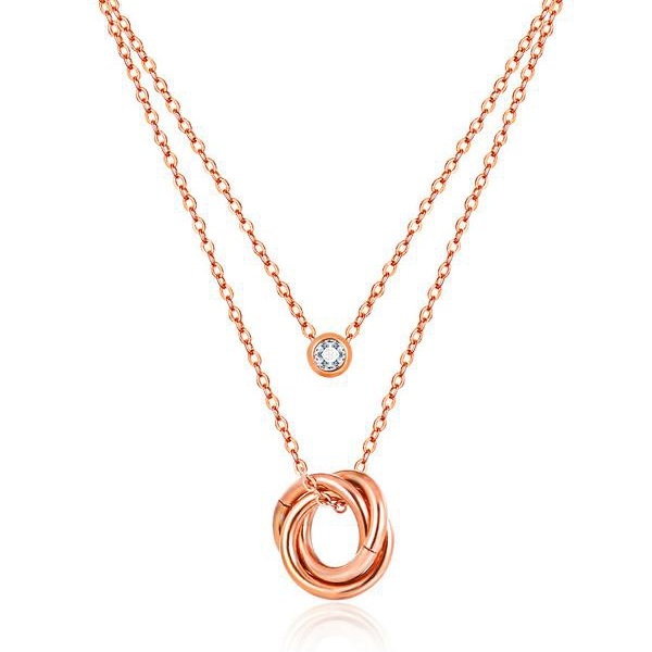 Necklace AG-SS-N10193 Latest Trendy Zircon Stainless steel Rose Gold necklace Fashion Gift Jewelry for Women & Girls