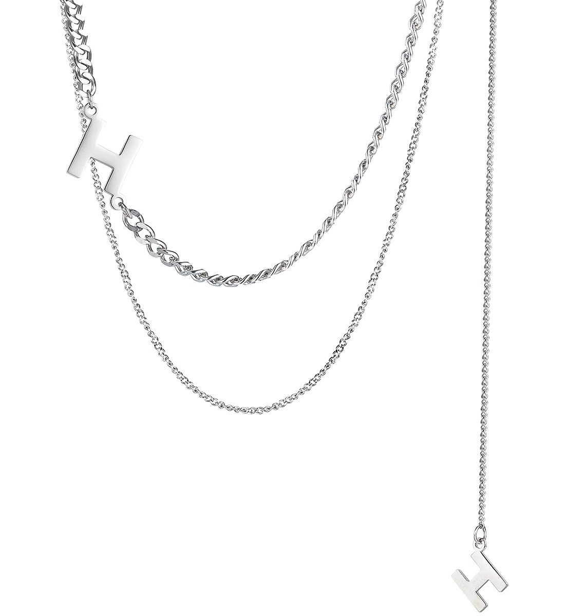 Necklace AG-SS-N10175 Stainless steel A~Z Letter modern minimalist stylish Layered necklace Silver plated Gift Jewelry