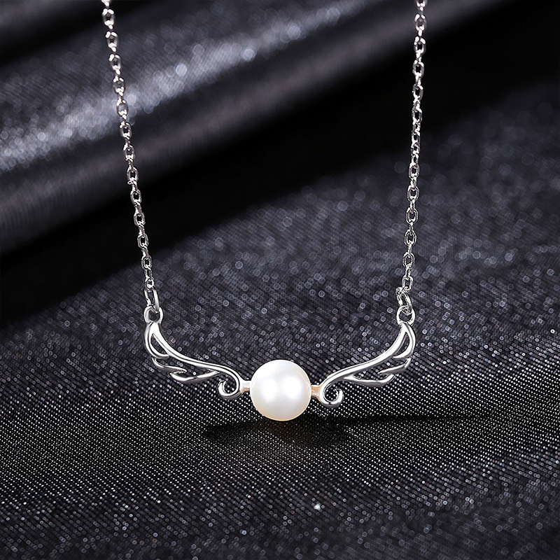 Angel Wing Fresh Pearl Pendant Choker Necklace Jewelry Trendy Gift Fashion Jewelry For Women & Girls