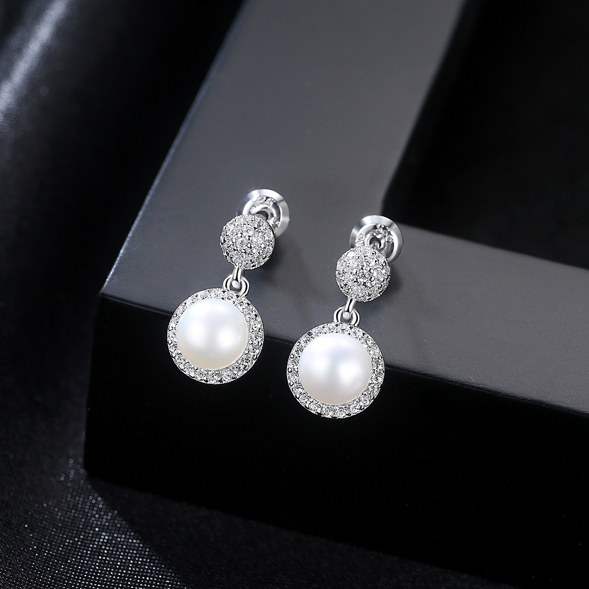 Earrings AGE-Y21401 High End Minimalist Freshwater Pearl 925 Sterling Silver Earrings beauty Women Gift Jewelry Manufacturer