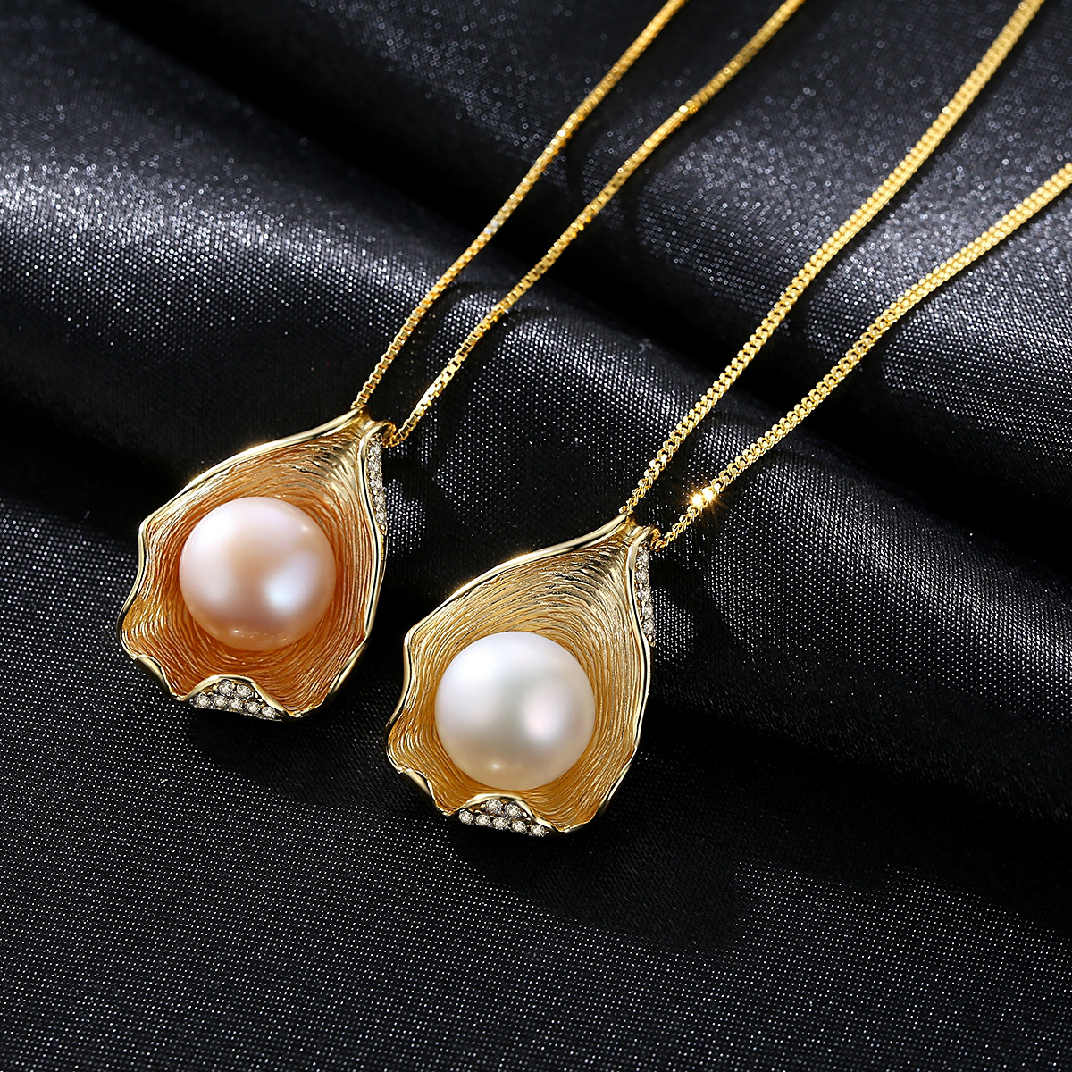 Necklace AGN-Y11066 High End 925 Silver Shell design Fresh Pearl Zircon pandent necklace jewelry Trendy Gift Fashion Jewelry for woman