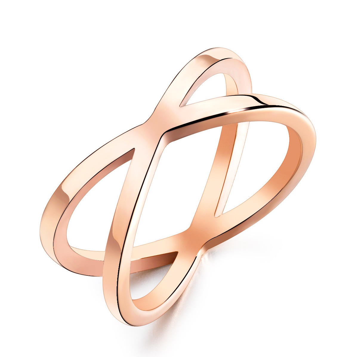 Rings AG-SS-R70138 Stylish personality double Circle Rose Gold Plated Stainless Steel Rings Fashion Jewelry Factory Price