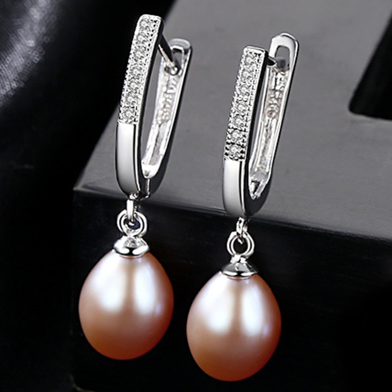 Minimalist Freshwater Pearl 925 Sterling Silver Hoop Earrings Beauty Women Gift Jewelry Manufacturer