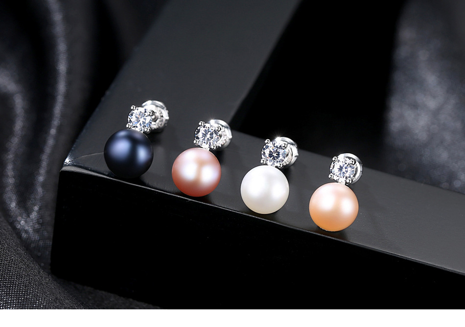 Earrings AGE-Y21405 Minimalist Freshwater Pearl Suare zircon Factory Price 925 sterling Silver Earrings Beauty Women Gift Jewelry Manufacturer