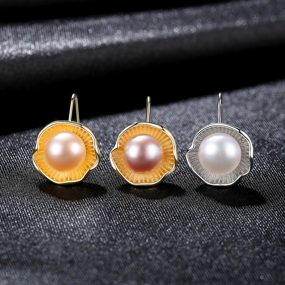 Earrings AGE-Y21410 High End Minimalist Shell design Factory Price Freshwater Pearl 925 Silver Earrings beautiful Women Jewelry Manufacturer