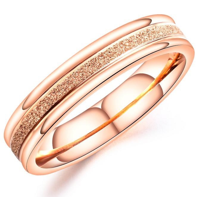 Rings AG-SS-R70143 Stylish personality frosted Circle Rose Gold Plated Stainless Steel Rings Fashion Gift Jewelry Manufacturer