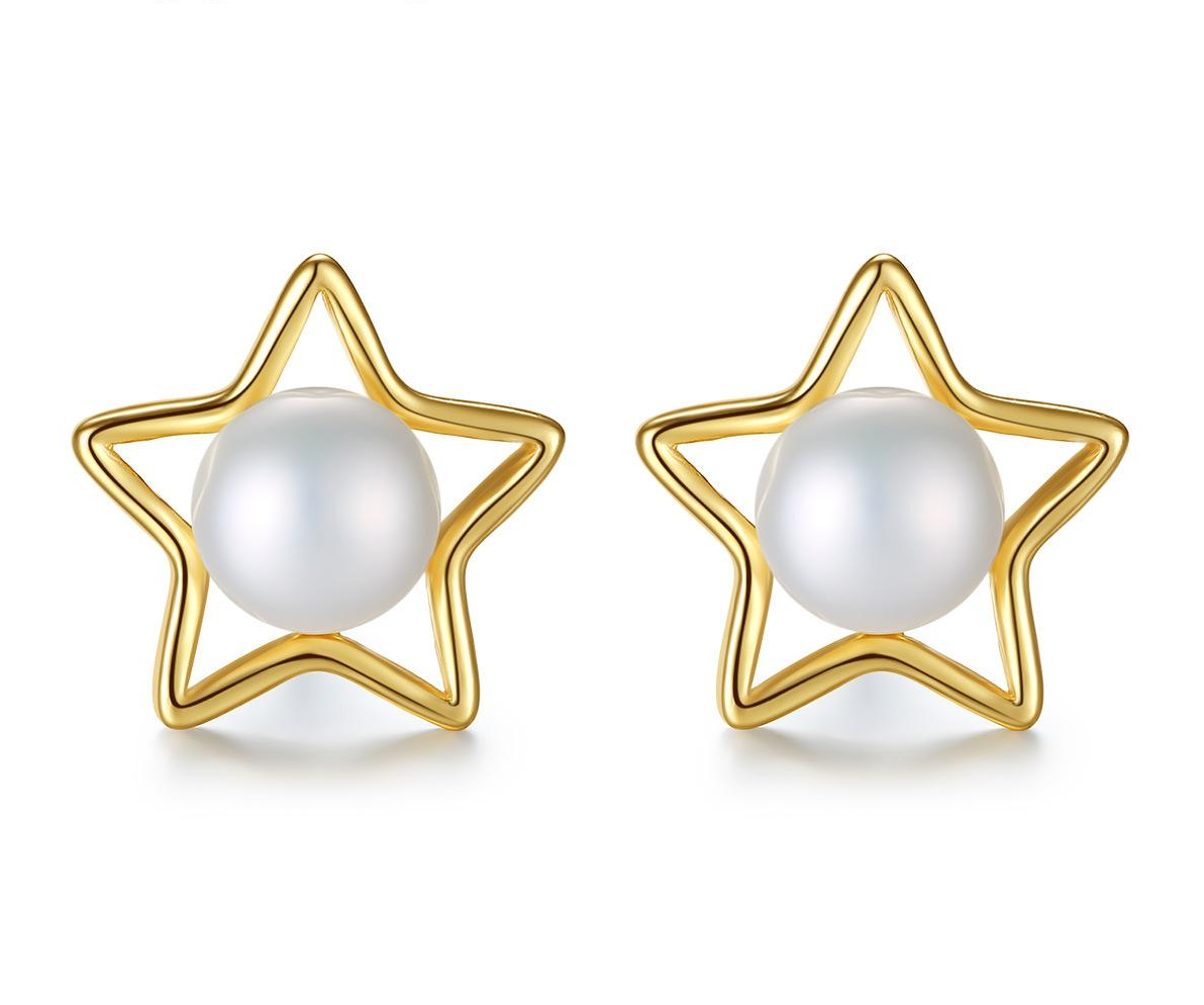 Earrings AG-SS-E21317 Fashion Minimalist Star Pearl 18K Gold Plated 925 Silver Earrings Women Jewelry Factory Price