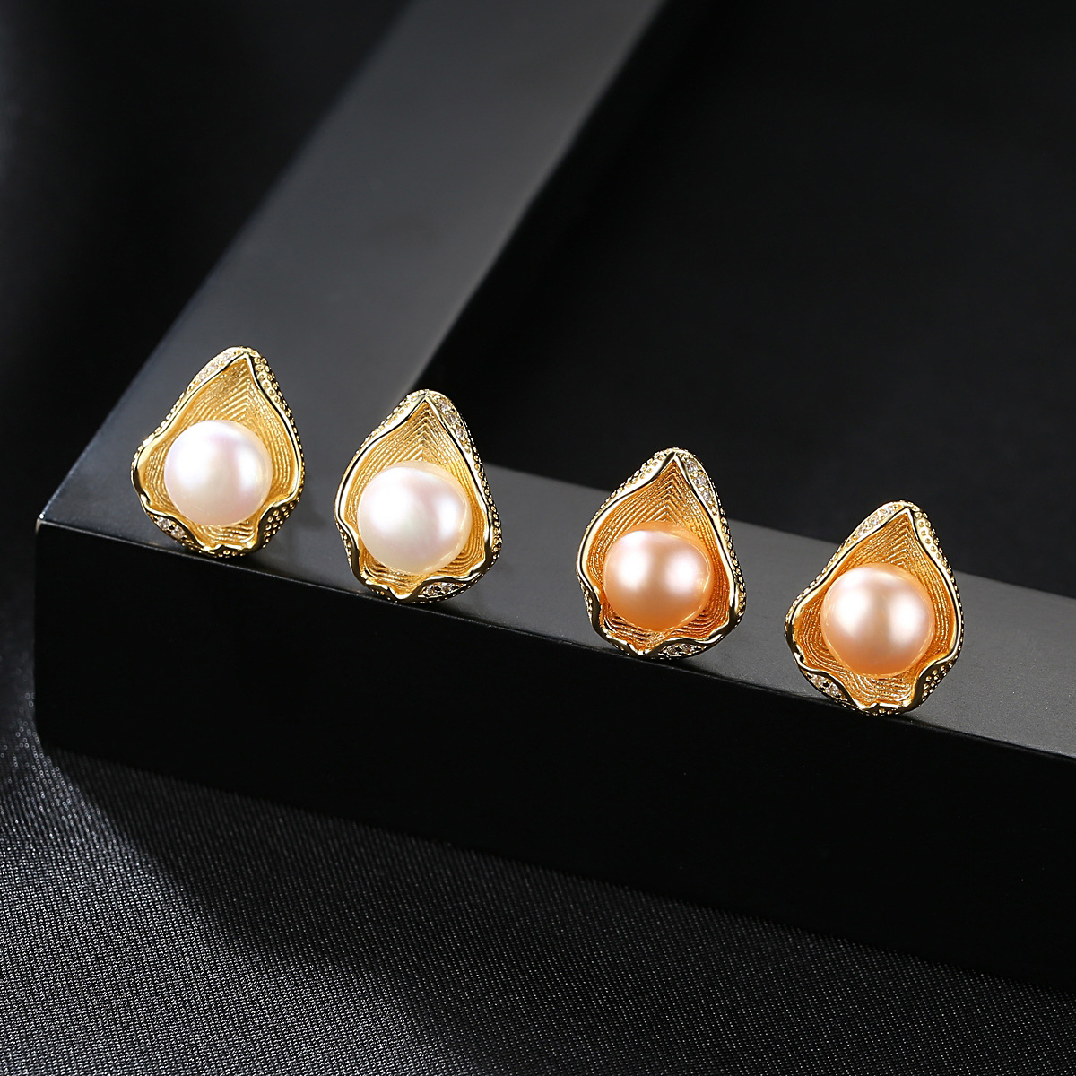 Earrings AG-SS-E21322 High End Minimalist Shell design Freshwater Pearl 18K Gold plated Earrings Charm beauty Women Jewelry Factory Price