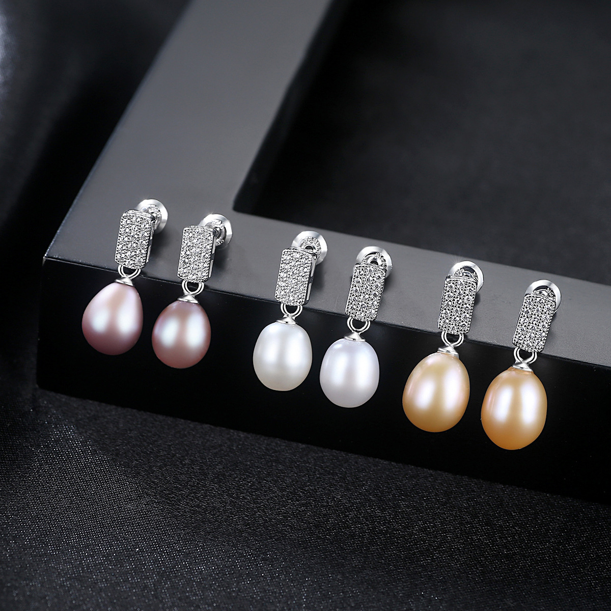 Earrings AGE-Y21443 Minimalist Freshwater Pearl 925 Sterling Silver Hoop Earrings Beauty Women Gift Jewelry Factory Price