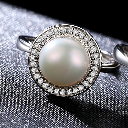 Rings AGR-Y70460 High End Romantic 925 sterling Silver freshwater Pearl Rings beauty Women Gift Jewelry Manufacturer