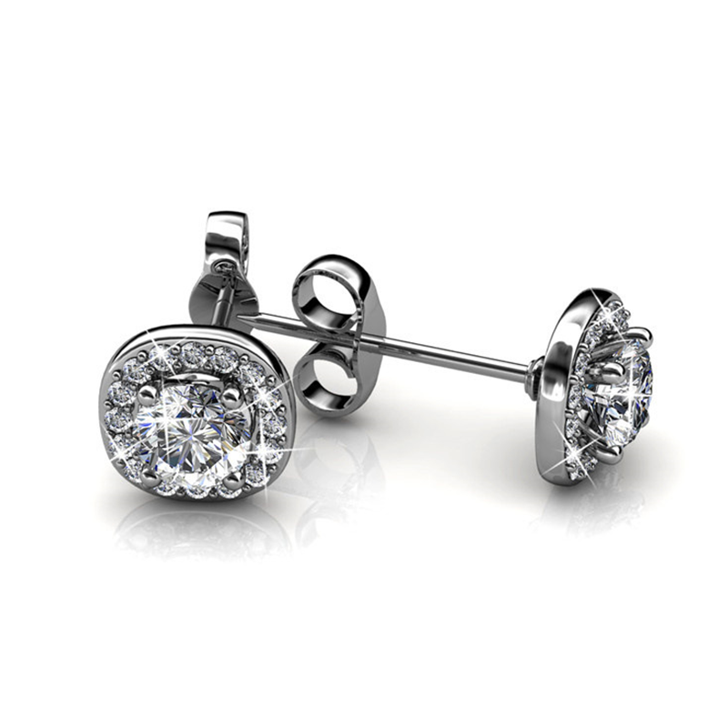 High Polished AAA Zirconia Jewelry S925 Silver Jewelry Diamond Earring Fashion Geometric Crystal Stud Earrings free samples