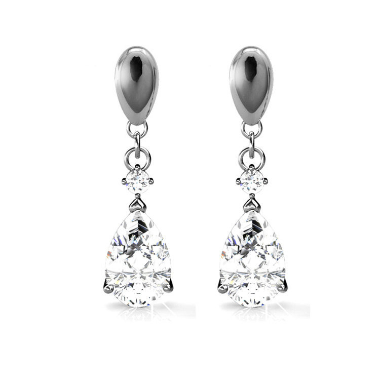 Bridal Personality White Women's Crystal Earrings Cubic Zirconia Art Deco Dangle Drop Earrings free samples