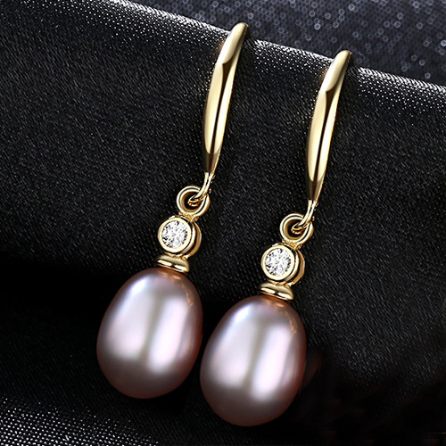 Earrings AGE-Y21414 Romantic Freshwater Pearl Factory Price 925 Sterling Silver Zircon Drop Earrings Beauty Women Gift Jewelry Manufacturer