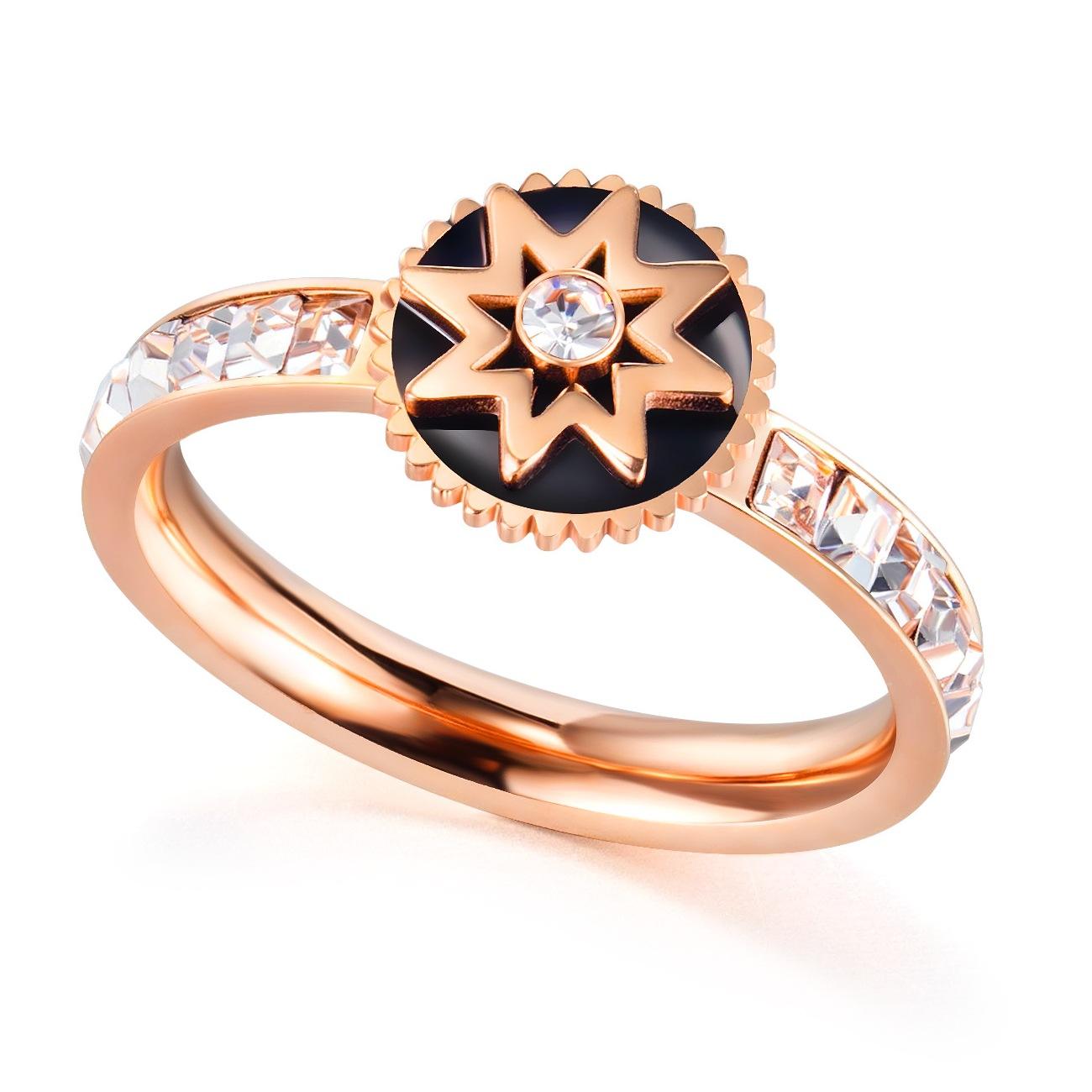 Star Zircon K Gold Plated Titanium Stainless Steel Rings Women Fashion Gift Jewelry Wholesale AG JEWELRY