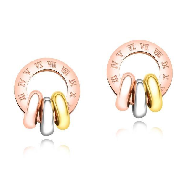 Stylish personality Number Circle K Gold Plated Stainless Steel Stud Earrings Women fashion Jewelry Manufacture AG JEWELRY