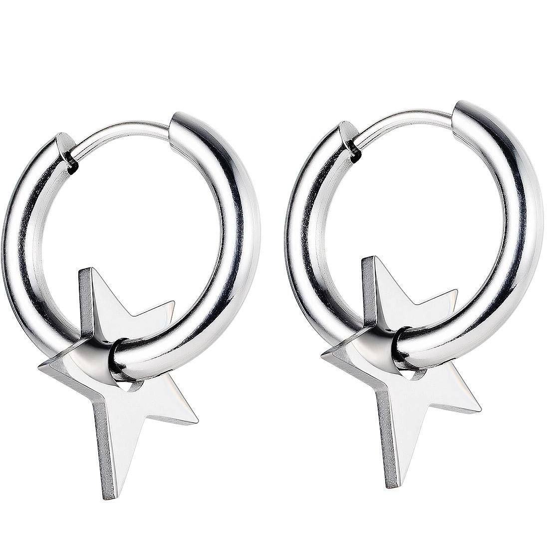 Star Silver Plated Stainless Titanium Steel Loop Hoop Earrings Fashion Gift Jewelry Manufacture AG JEWELRY