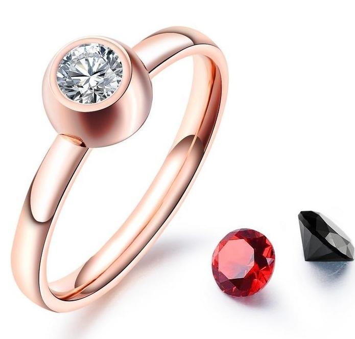 Minimalist Zircon crystal Rose Gold Plated Stainless Steel Rings Fashion Gift Jewelry Wholesale AG JEWELRY