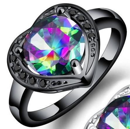 New arrival Diamond Heart Black and Silver Plated Stainless Steel Rings women Fashion Gift Jewelry Manufacture AG JEWELRY