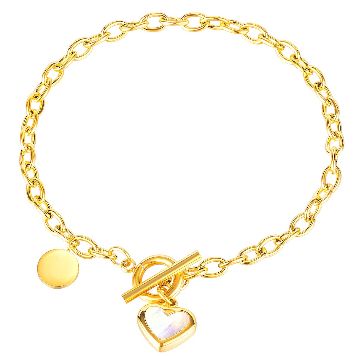 Factory Price Beautiful Shell Heart pendant Gold Plated Stainless Titanium steel Bracelet Fashion Women Jewelry Manufacturer