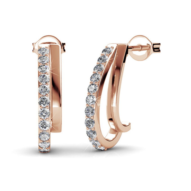 Small MOQ Europe and America Popular Clamp Cuff Shaped Stud Earring Hoop Earrings Simple Everyday Style Earring for Women