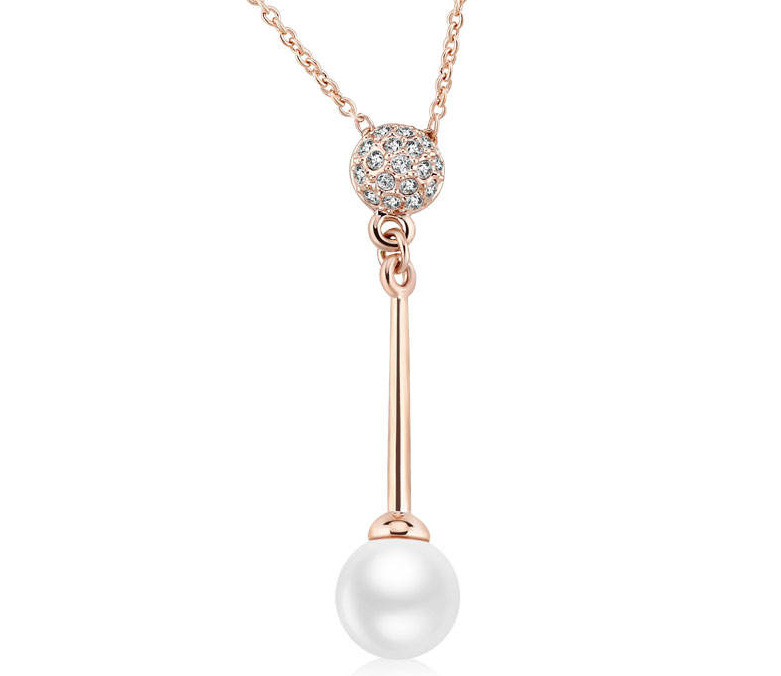 Factory Price New arrival Crystal Ball Fresh Pearl Gold Plated Drop Necklace Fashion Beautiful Women Gift Jewelry manufacture