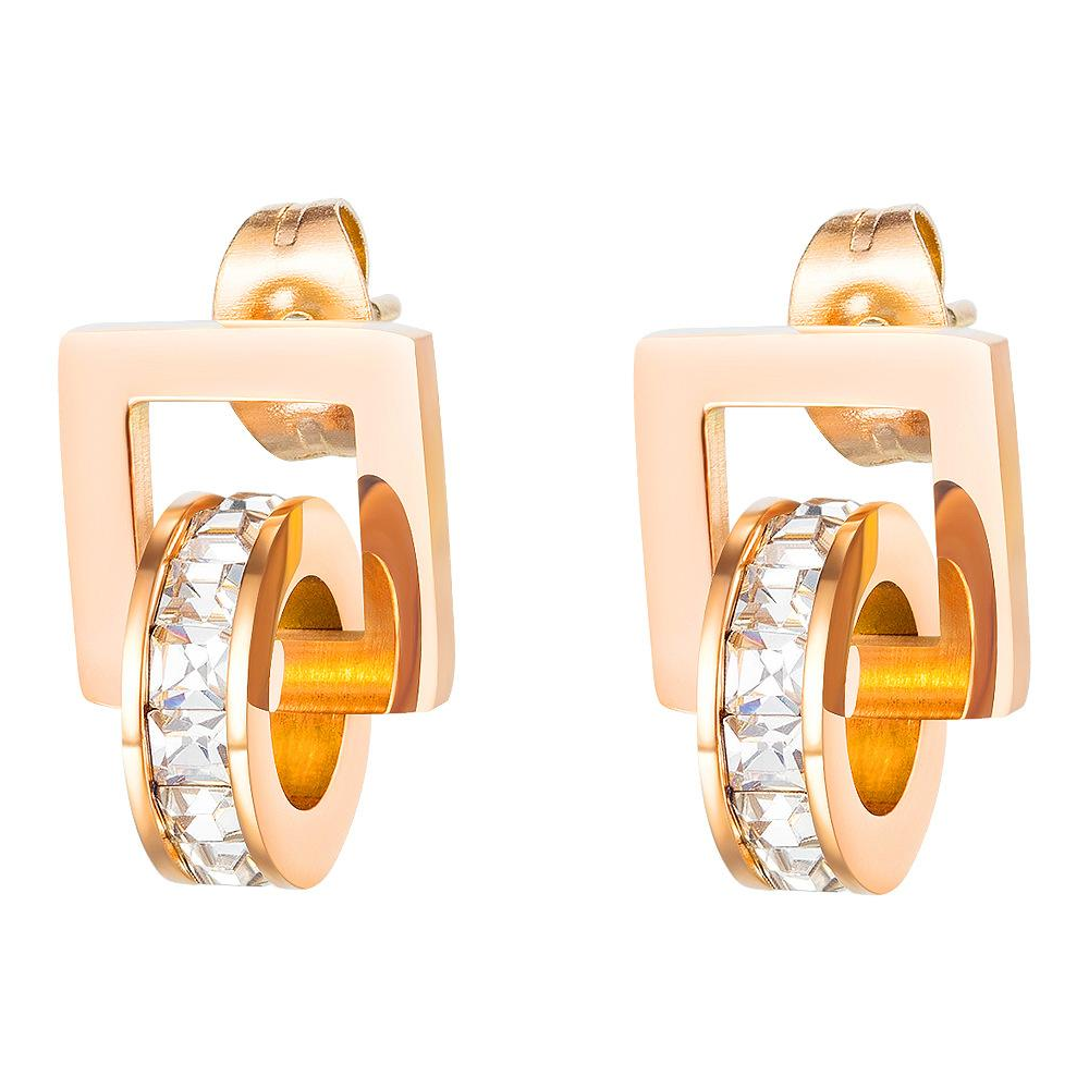 Factory Price Geometric Zircon crystal Gold Plated Stainless Titanium Steel stud Earrings Beauty Fashion Gift ornament Manufacture