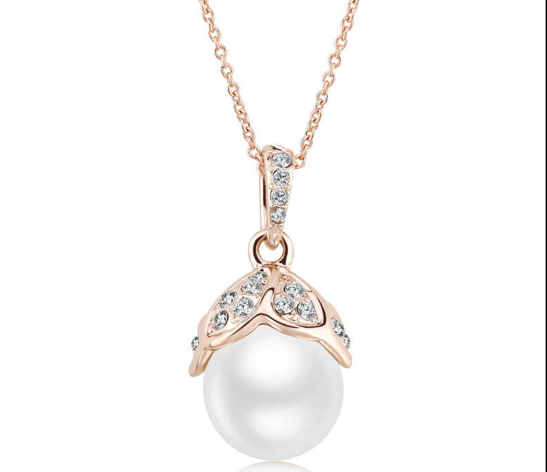 AG Chamilia Crystal & Freshwater Pearl Gold Plated Pendant Necklace Classic Beautiful Women Gift Jewelry manufacture
