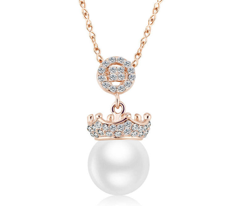 Factory Price New arrival Royal Freshwater Pearl Zircon Crown Gold Plated Necklace Fashion Beautiful Women Gift Jewelry manufacture